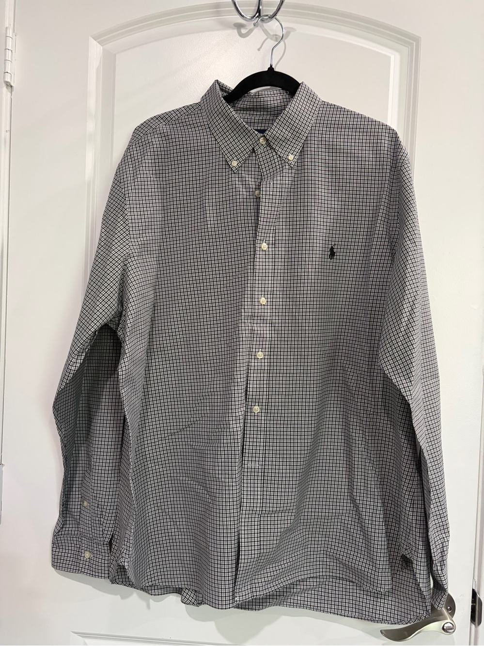 Ralph Lauren Black & White Micro-Check Button-Down Dress Shirt
